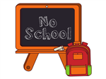  Chalkboard graphic with "No School" text